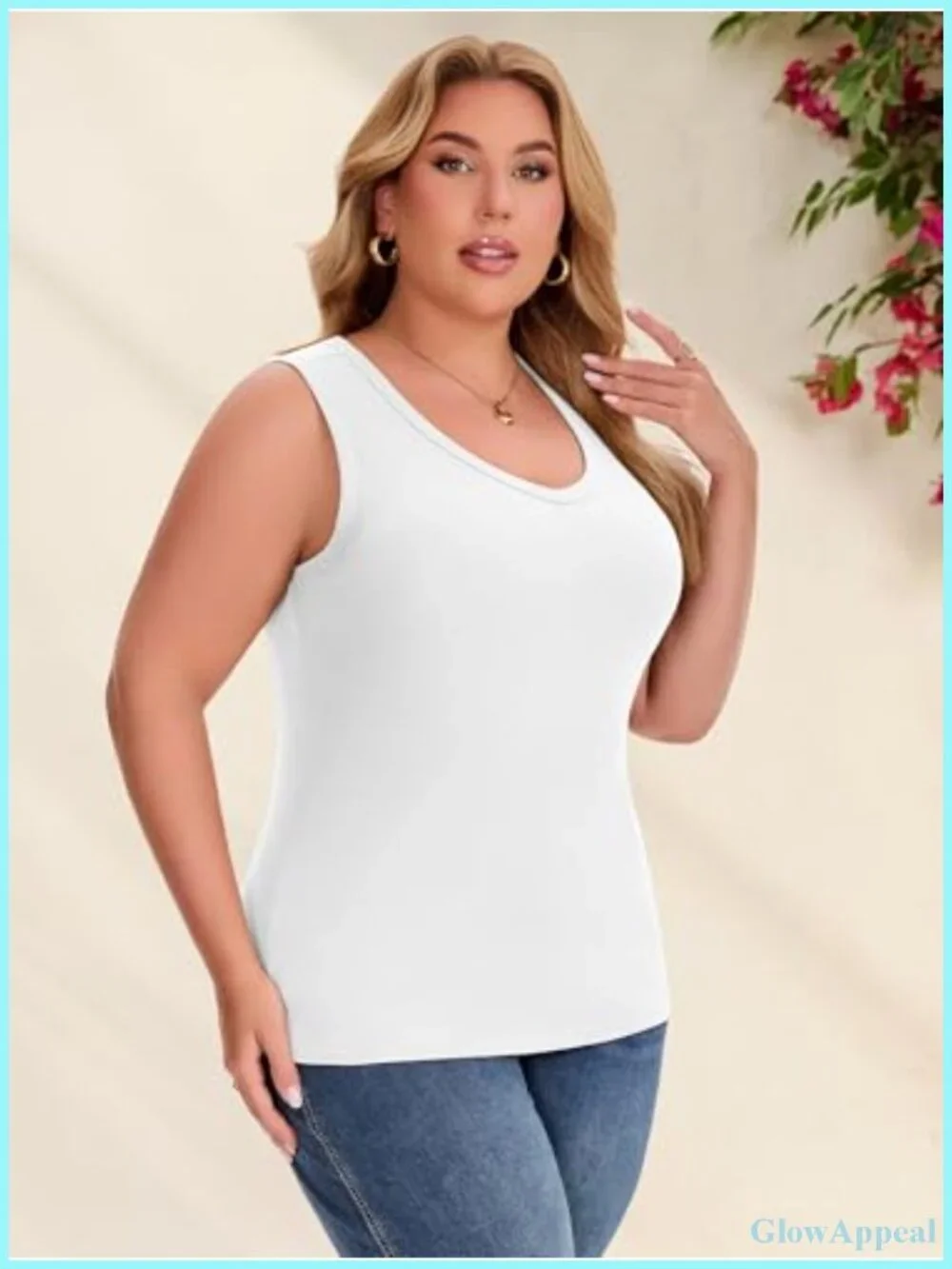 Plus Size Ribbed Knit Tank Tops Sleeveless V Neck Slim Fit